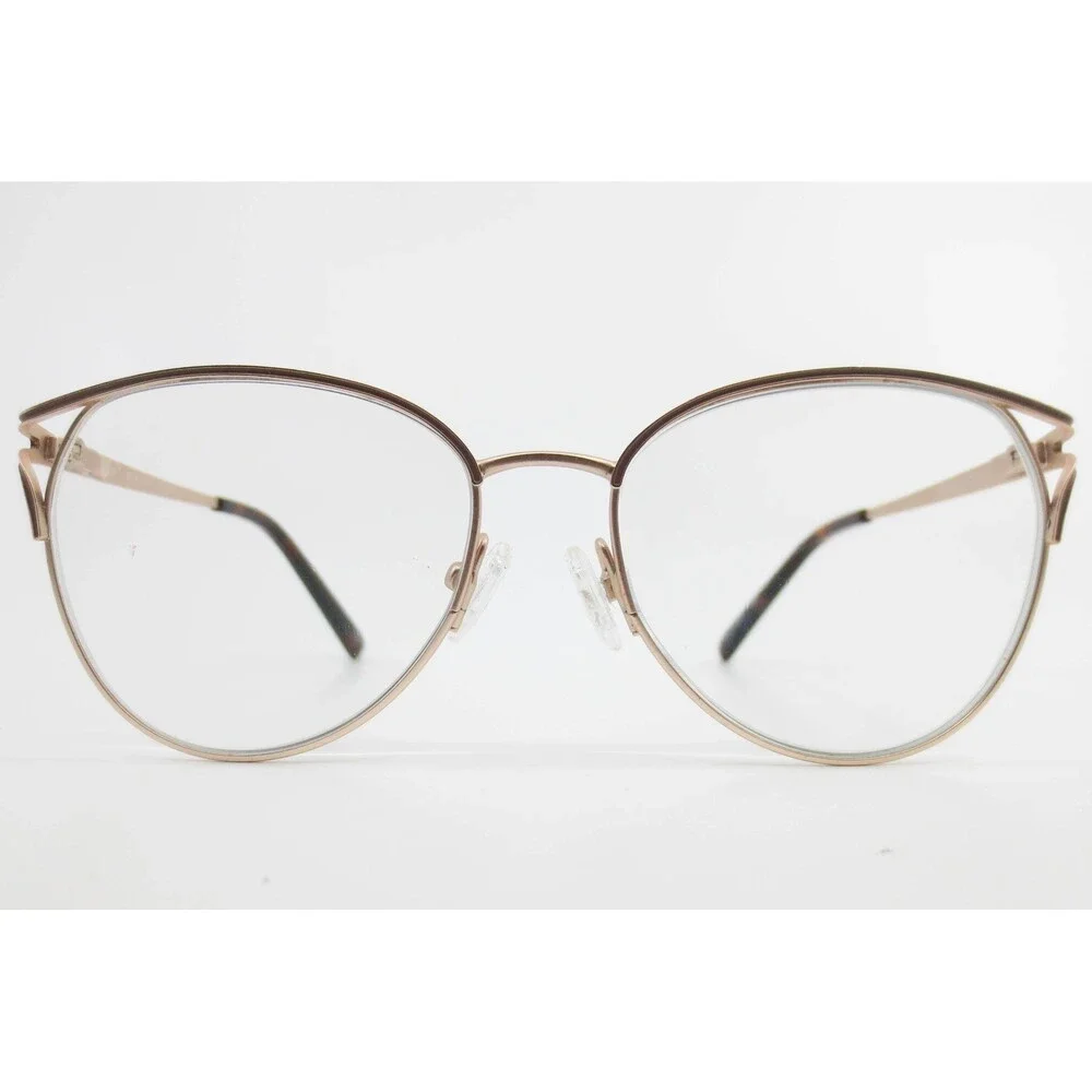 Chelsea Morgan CM 20244 Brown Gold Cat Eye Eyeglasses Frames 53-16-140 Metal
